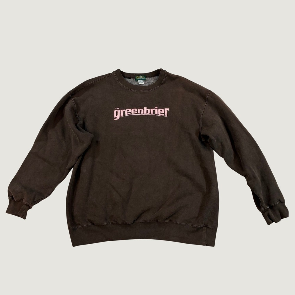 The Greenbrier Unisex Logo Pullover Sweatshirt Size Large Brown Pink E13